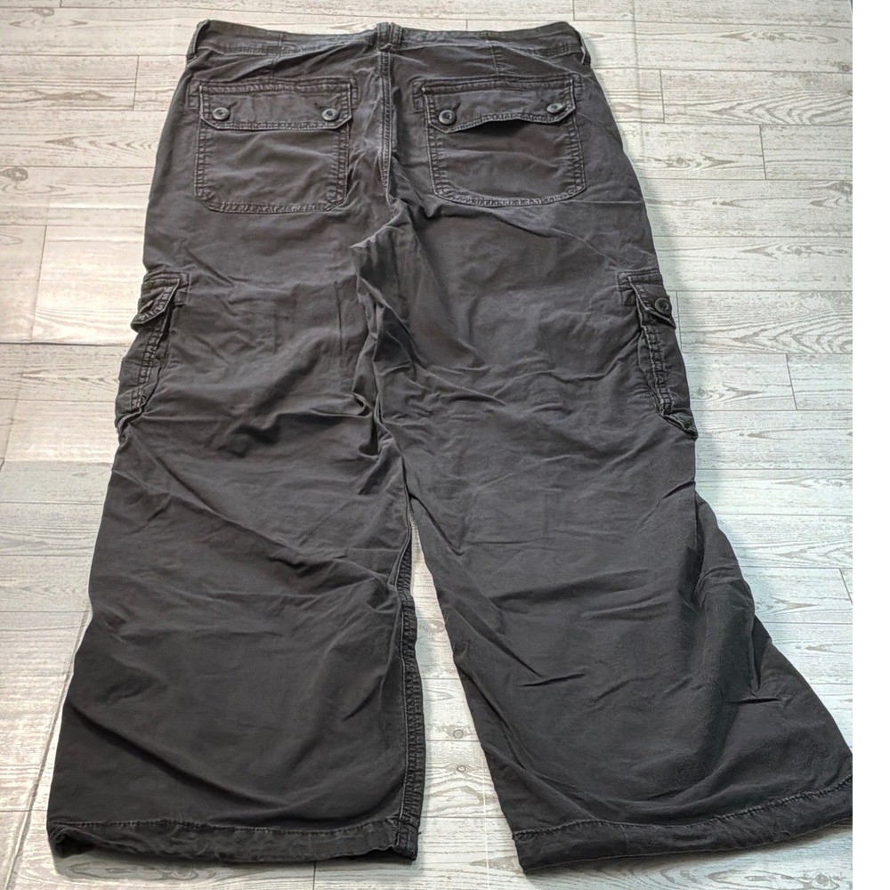 American Eagle Cargo Pants Womens 8 Gray Wide Leg Utility Y2K Grunge Streetwear - Picture 3 of 9